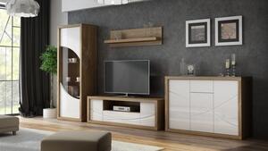Casarredo - Komfort nábytek Obývací stěna, sestava PARIS bílý lesk/dub Stirling (P4+P5+P7+P12)
