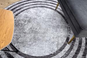 Makro Abra Kulatý koberec pratelný MIRO 51231.806 Kruhy protiskluzový šedý černý Rozměr: průměr 100 cm