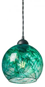 Light for home - Závěsné svítidlo se stínítkem z foukaného skla v zeleném provedení 19603 "MARBLE", 1x60W, E27, Černá