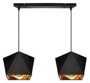 Light for home - Závěsné svítidlo na lanku LH025 "DIAMOND GOLD", 2x60W, E27, Černá
