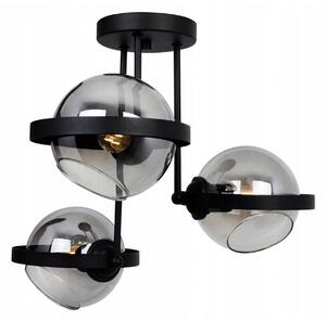 Light for home - Avantgardní závěsná lampa se skleněnými stínidly grafitového provedení RING 2340/3/G, 3x60W, E27, Černá