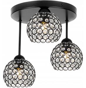 Light for home - Elegantní závěsná lampa na tyči s dekorativními stínidy CRYSTAL 2220/3/OP, 3x60W, E27, Černá