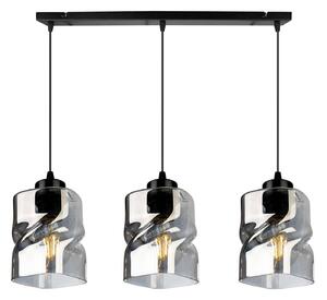 Light for home - Moderní závěsná lampa se skleněnými stínidly v grafitové barvě NIKI 2195/3, 3x60W, E27, Černá
