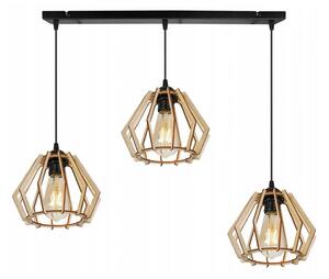 Light for home - Moderní svítidlo s dřevěnými stínidly v skandinávském stylu TIMBER 2360/3, 3x60W, E27, Černá