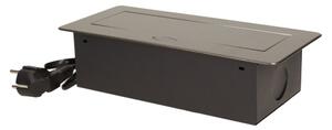 ORNO Zásuvkový blok s krytem (zaoblené hrany), 3x zásuvka, barva grafit, kabel 1.5m