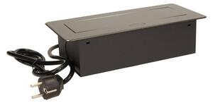 ORNO Zásuvkový blok s krytem (zaoblené hrany), 3x zásuvka, barva grafit, kabel 1.5m