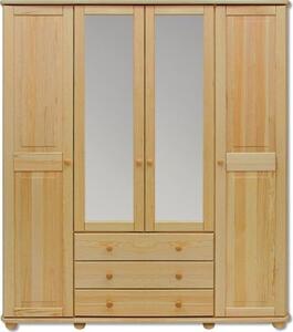 Casarredo - Komfort nábytek Šatní skříň FS-130, 4-dveřová se zrcadlem | barva: bez moření borovice