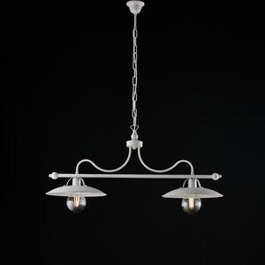 Light for home - Kovový lustr BL234-2-BA Cantina, 2 X 60 Watt Max, bílá, stříbrná, 2 X 60 W, E27, Bílá, stříbrná
