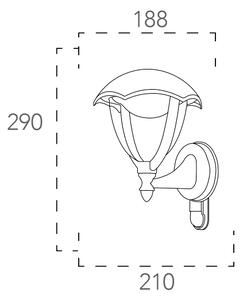 Venkovní nástěnná lampa s čidlem pohybu a IP44