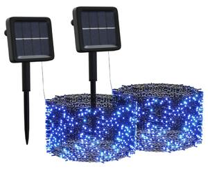 Solární světelné řetězy 2 ks 2 x 200 LED modré dovnitř i ven