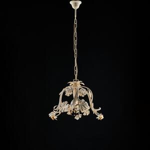 Light for home - Závěsný kovový lustr BL169-1-AV Iris, 1 X 60 Watt Max, slonová kost, zlatá, 1 X 60 W, E27, Slonová kost, zlatá