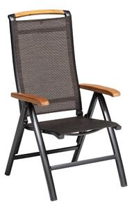 KETTLER MEMPHIS TEAK polohovací, hliníkové křeslo s teakovými područkami - antracit / bronzová