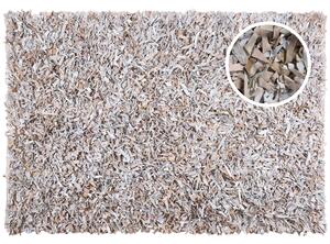 Světle béžový shaggy kožený koberec 160x230 cm MUT