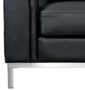 Kožená sedací souprava s podnožkou v černé OSLO L