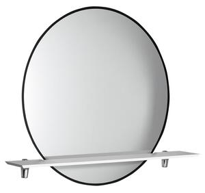 SHARON kulaté LED podsvícené zrcadlo, průměr 80cm s policí, černá mat E28904CI-01