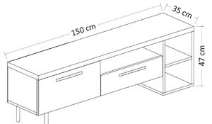 TV stolek/skříňka Sipete (bílá + zlatá). 1095178