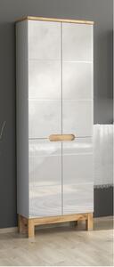Koupelnová skřín Brela vysoká 2D, wotan/bílý lesk