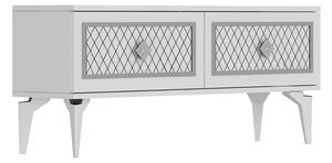 TV stolek/skříňka Mukanu (bílá + stříbrná). 1095196