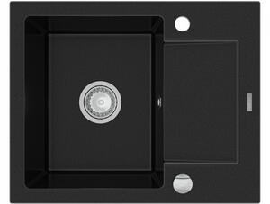 MEXEN - Enzo granitový dřez 1-mísa dřez s vypouštěním krátký Board 576x465 mm, černá 6506571005-77