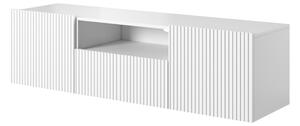 Závěsný TV stolek Nicole 150 cm s výklenkem - bílá / bílý mat