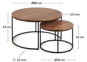 Set dvou ořechových konferenčních stolků Kave Home Yoana 50/80 cm