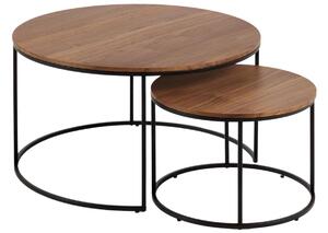 Set dvou ořechových konferenčních stolků Kave Home Yoana 50/80 cm