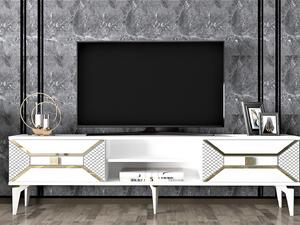 TV stolek/skříňka Velono (bílá + zlatá). 1095243