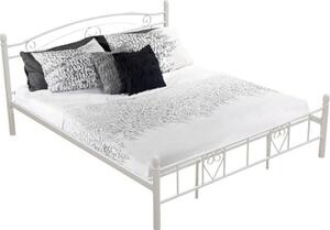 Tempo Kondela Kovová postel BRITA, 180x200, s lamelovým roštem, bílá