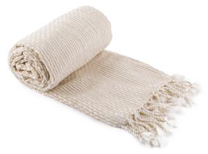 TEMPO-KONDELA TAVAU, pletená deka s třásněmi, béžová / vzor, 150x200 cm