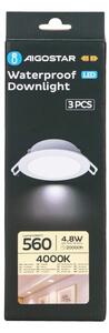 Aigostar- SADA 3xLED Koupelnové podhledové svítidlo 4,8W/230V 4000K IP65 bílá
