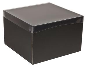 Dárková krabice s průhledným víkem 300x300x200 mm, černá