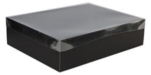 Dárková krabice s průhledným víkem 350x250x100 mm, černá
