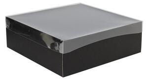 Dárková krabice s průhledným víkem 300x300x100 mm, černá