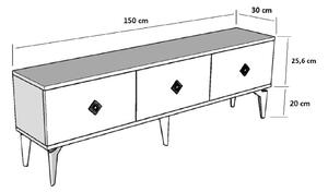 TV stolek/skříňka Kutevi 3 (bílá + stříbrná). 1095254