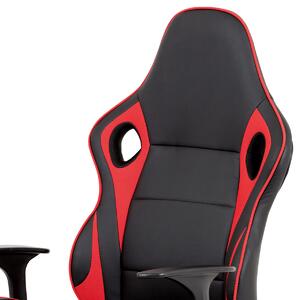 Kancelářská židle, černá-červená látka + MESH, houpací mech, plast kříž