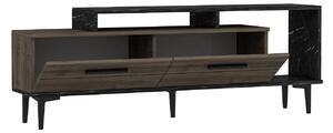 TV stolek/skříňka Kiniva (ořech + černá + mramor). 1095265