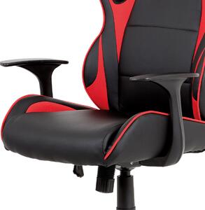 Kancelářská židle, černá-červená látka + MESH, houpací mech, plast kříž