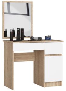 Ak furniture Kosmetický stolek se zrcadlem P-2/SL dub sonoma/bílý pravý