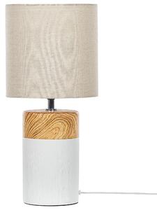 Keramická stolní lampa bílá / světlé dřevo ALZEYA