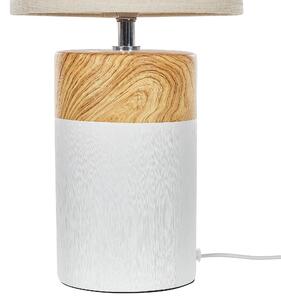 Keramická stolní lampa bílá / světlé dřevo ALZEYA