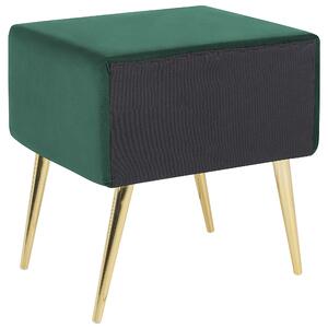 Sametový noční stolek se zásuvkou zelený FLAYAT