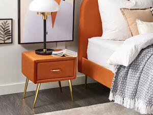 Sametový noční stolek se zásuvkou oranžový FLAYAT