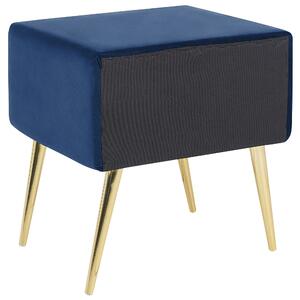 Sametový noční stolek se zásuvkou modrý FLAYAT