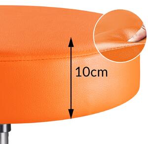 Taburetka na kolečkách, oranžová koženka, otočná 360 °, Casaria