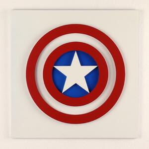 3D dřevěná dekorace znak Kapitán Amerika 30 x 30 cm