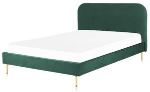 Sametová postel 140 x 200 cm zelená FLAYAT