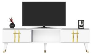 TV stolek/skříňka Pebine 2 (bílá + zlatá). 1095307