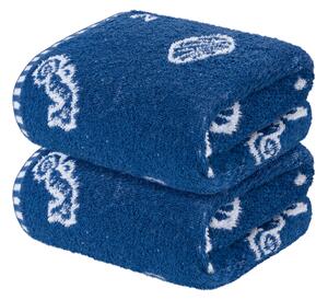 Livarno Home Froté ručník, 50 x 100 cm, 2 kusy (modrá/vzor) (100347818003)