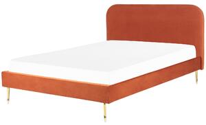 Postel Umělý samet FLAYAT 160 x 200 cm Oranžová