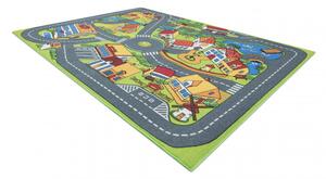 Dětský koberec REBEL ROADS Country life 90 Vesnice, protiskluzový - šedý